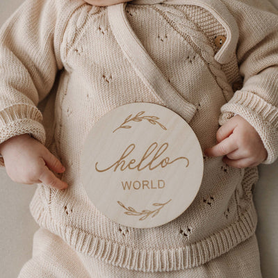 Targhetta Fotografica Hello World - Milestone Disc - Baby Rainbow Shop - P.IVA 04847500230