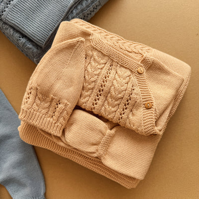 Box Regalo Treccia- Coperta, coordinato 3 pezzi