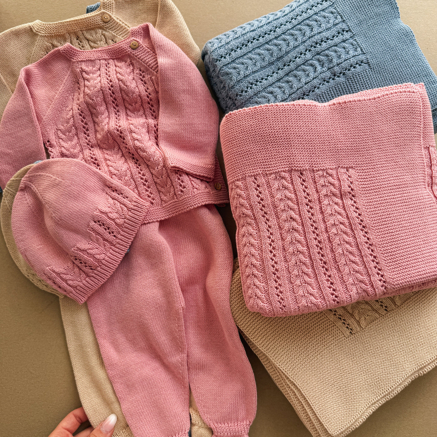 Box Regalo Treccia- Coperta, coordinato 3 pezzi