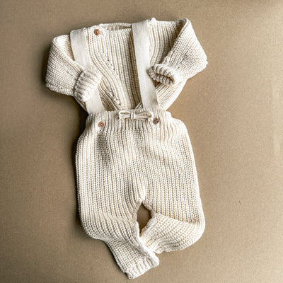 Baby Gift Box Set Maglione e Salopette in Cotone Biologico Crema - Baby Clothes - Baby Rainbow Shop - P.IVA 04847500230
