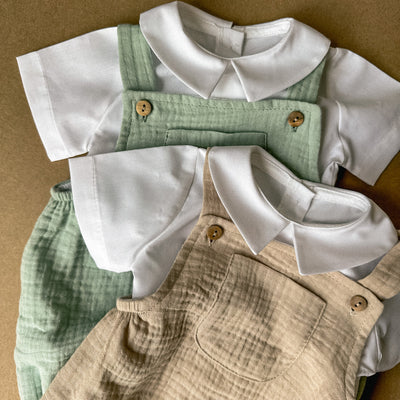 Salopette in cotone con Camicia manica corta - Baby Clothes - Baby Rainbow Shop - P.IVA 04847500230